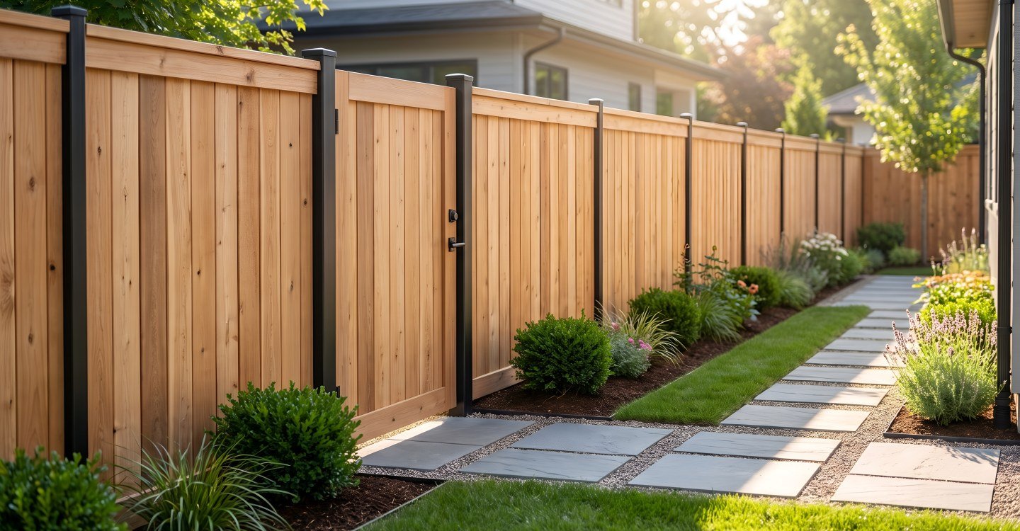 Modern wooden fence