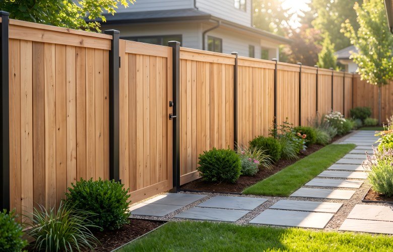 Modern wooden fence